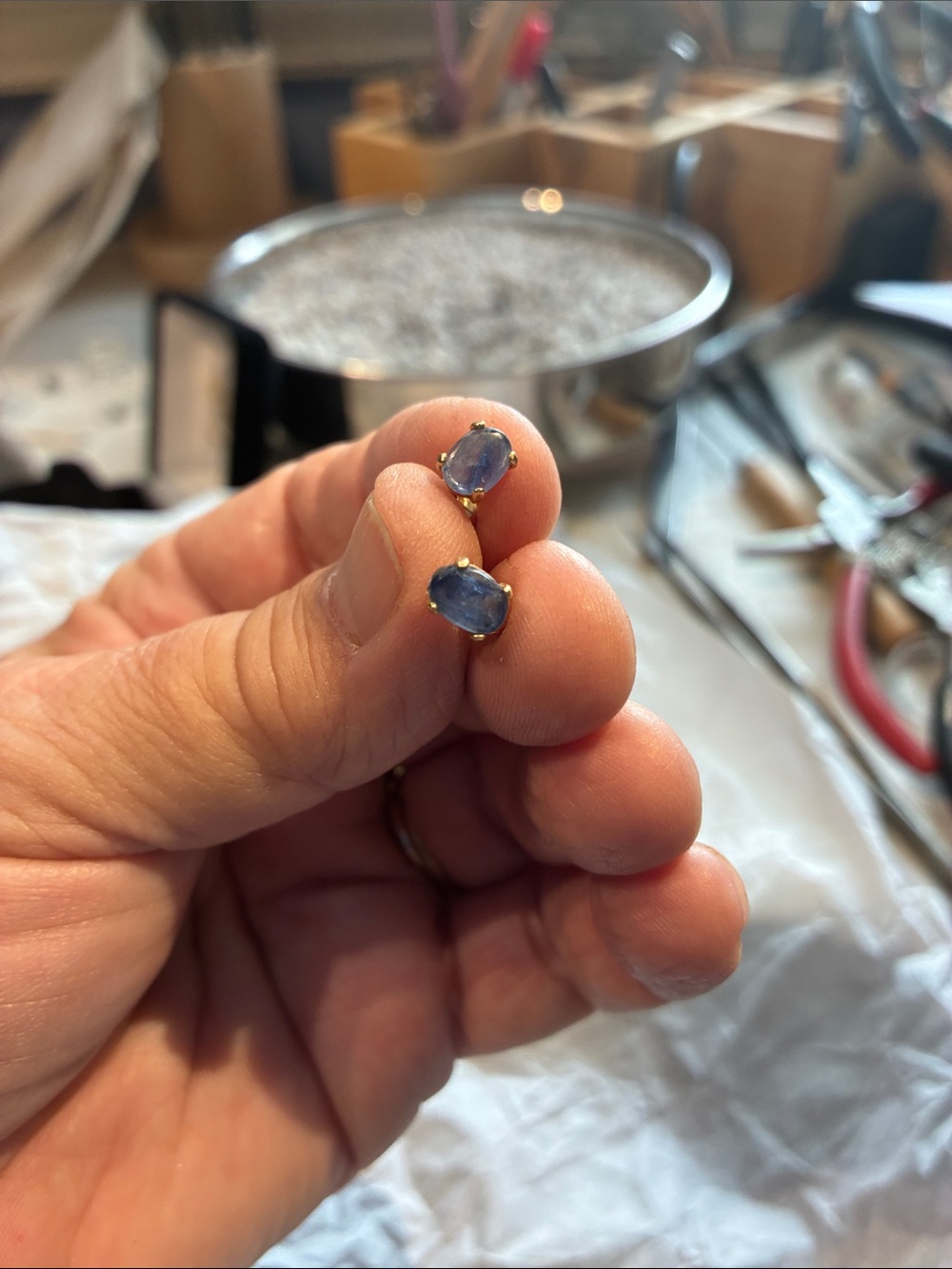 Lavender Lepidolite Stud Earrings in 10 Gold      Lovely